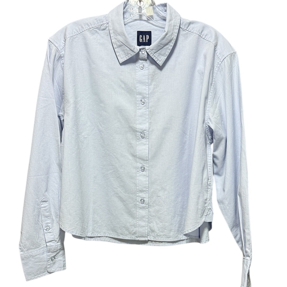 GAP Sky Blue Long Sleeve Crop Blouse